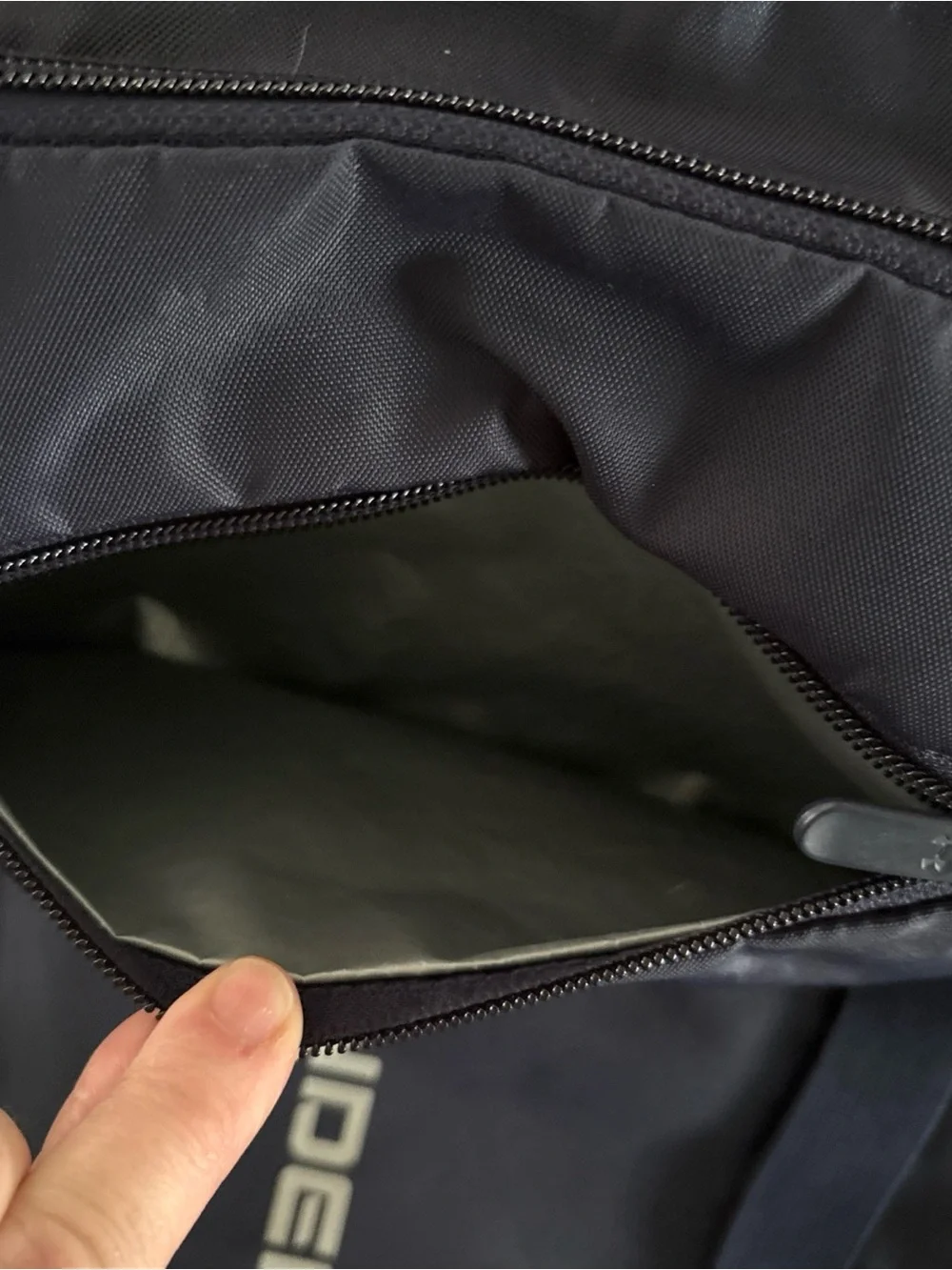Under Armour Navy Drawcord Backpack with Silver Logo